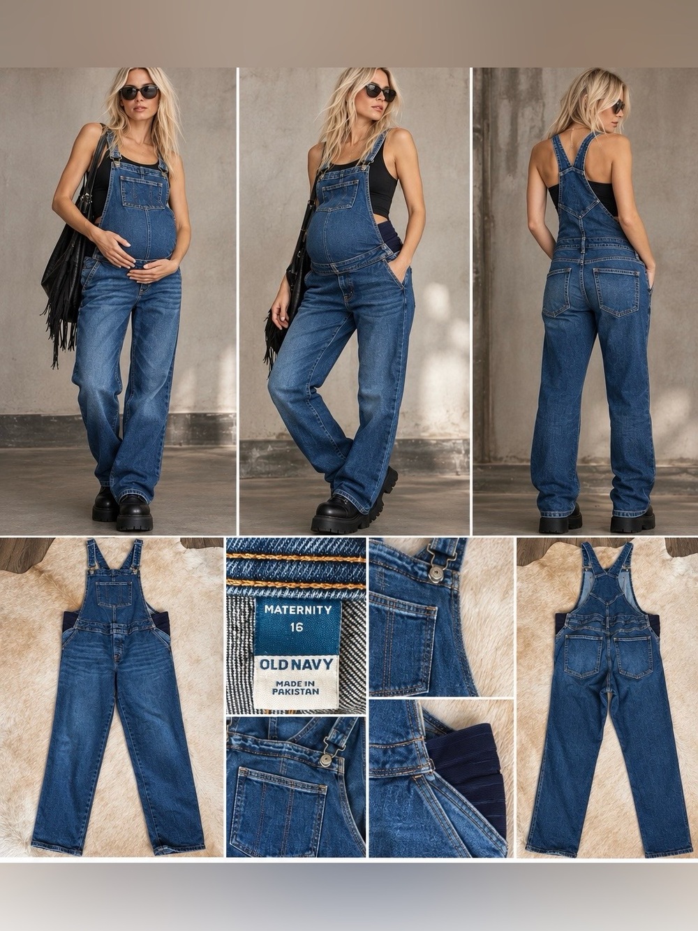 Old Navy Maternity Denim Overalls Size 16
